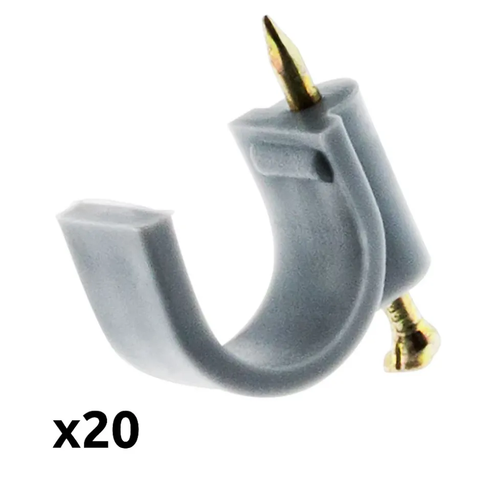 Lot de 20 crochets fixation diamètre 20mm - Gris - Zenitech