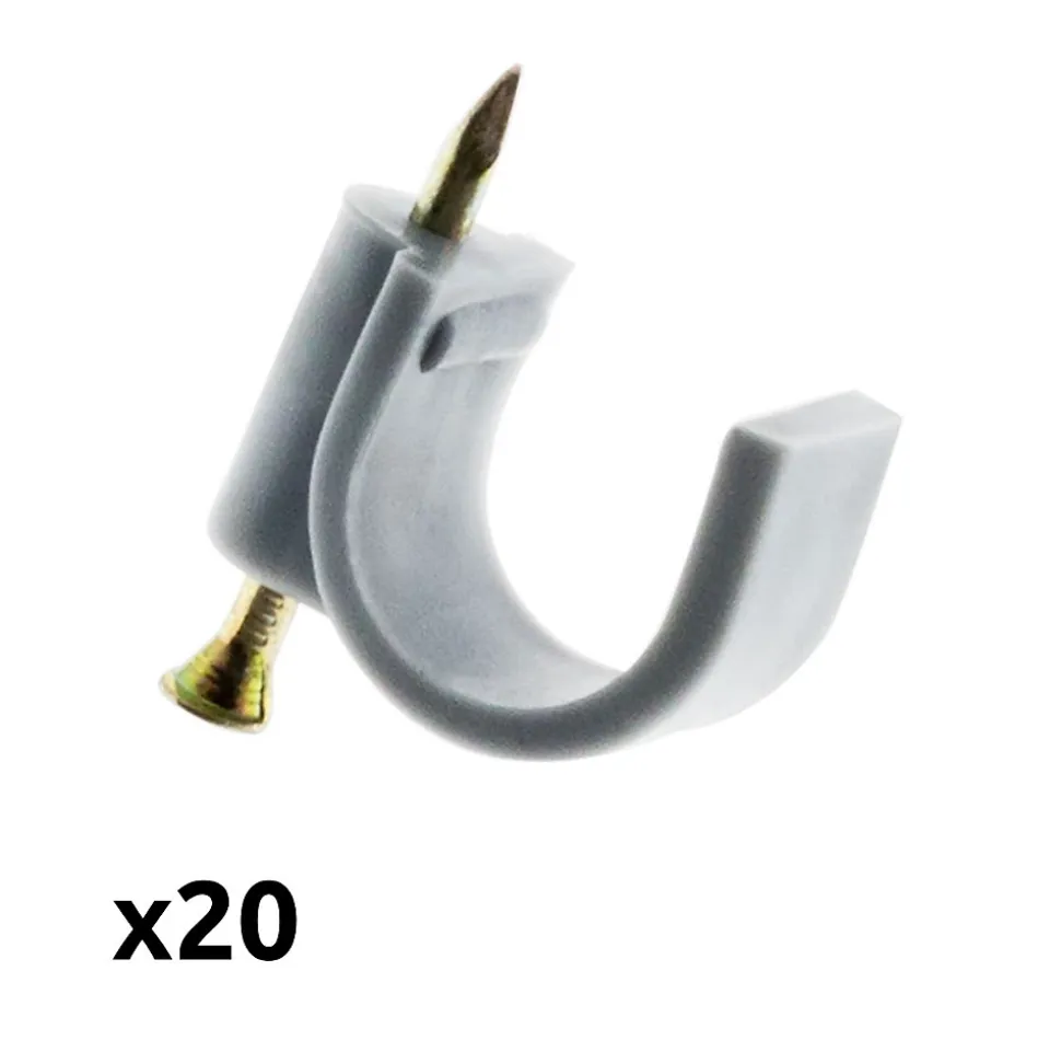 Lot de 20 crochets fixation diamètre 20mm - Gris - Zenitech