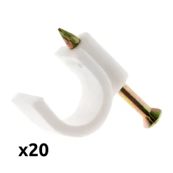 Lot de 20 crochets fixation diamètre 5mm - Blanc - Zenitech