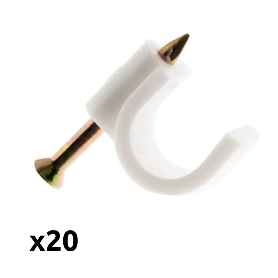 Lot de 20 crochets fixation diamètre 5mm - Blanc - Zenitech