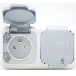 Lot de 5 double prise 2P+T étanche IP54- Viko by Panasonic - Gris - NF