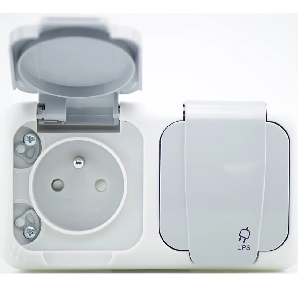 Lot de 5 double prise 2P+T étanche IP54- Viko by Panasonic - Gris - NF