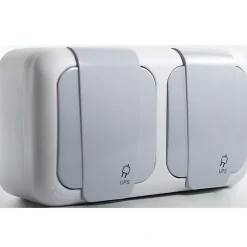 Lot de 5 double prise 2P+T étanche IP54- Viko by Panasonic - Gris - NF