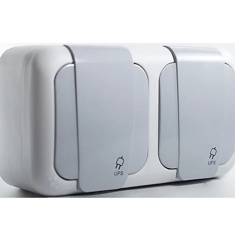 Lot de 5 double prise 2P+T étanche IP54- Viko by Panasonic - Gris - NF