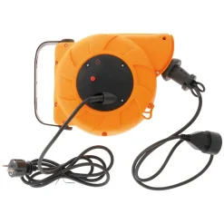 Lot de 4 enrouleurs muraux câble HO5VV-F 3G1mm² 11m + 2m - Orange - Zenitech