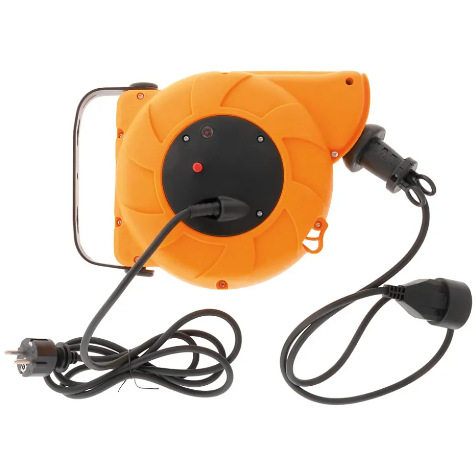 Lot de 4 enrouleurs muraux câble HO5VV-F 3G1mm² 11m + 2m - Orange - Zenitech