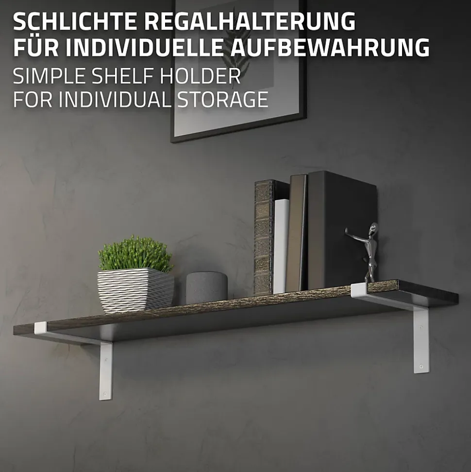 Lot de 2 Equerres d'Etagere murale support robuste en métal blanc