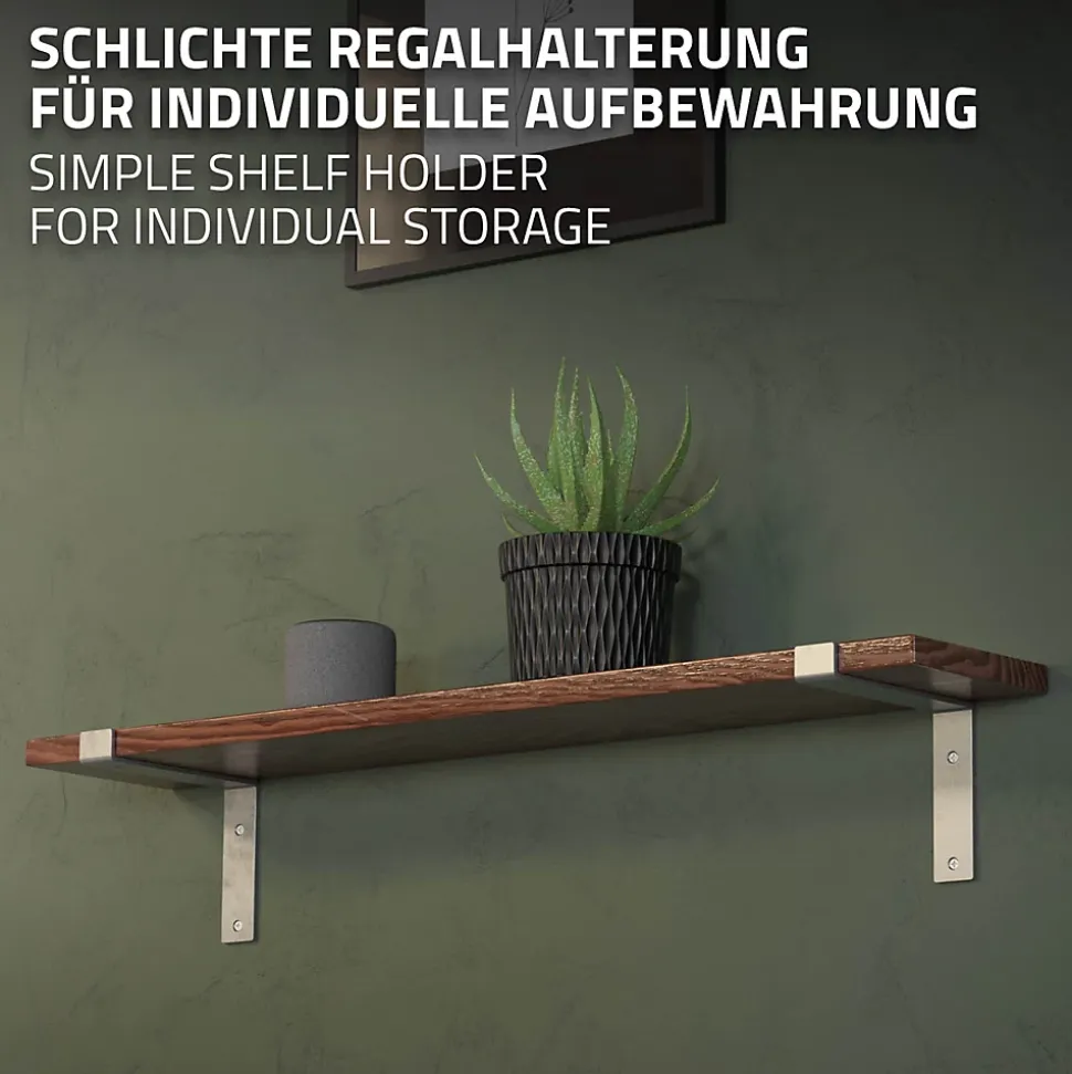Lot de 2 Equerres d'Etagere murale support robuste en métal gris