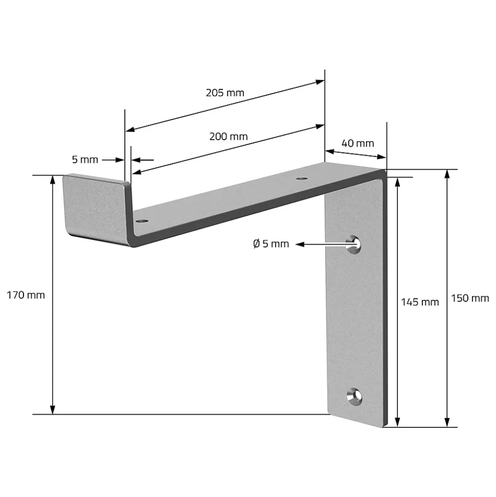 Lot de 2 Equerres d'Etagere murale support robuste en métal gris