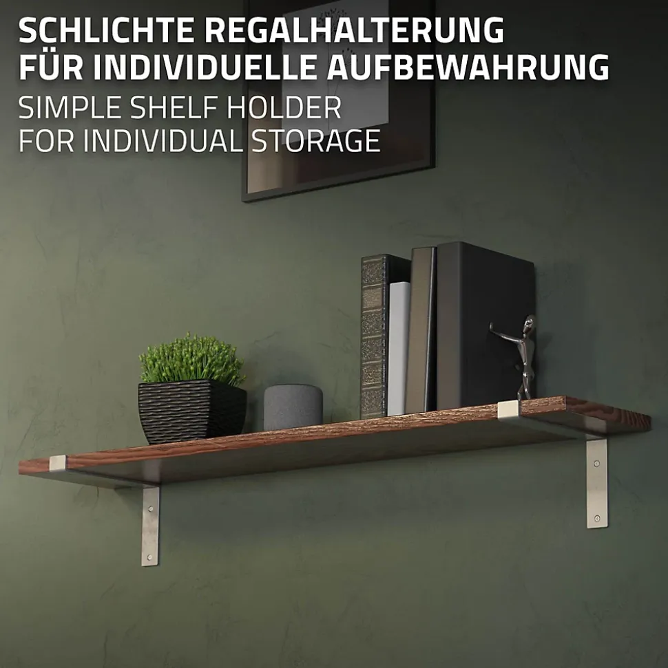 Lot de 2 Equerres d'Etagere murale support robuste en métal gris