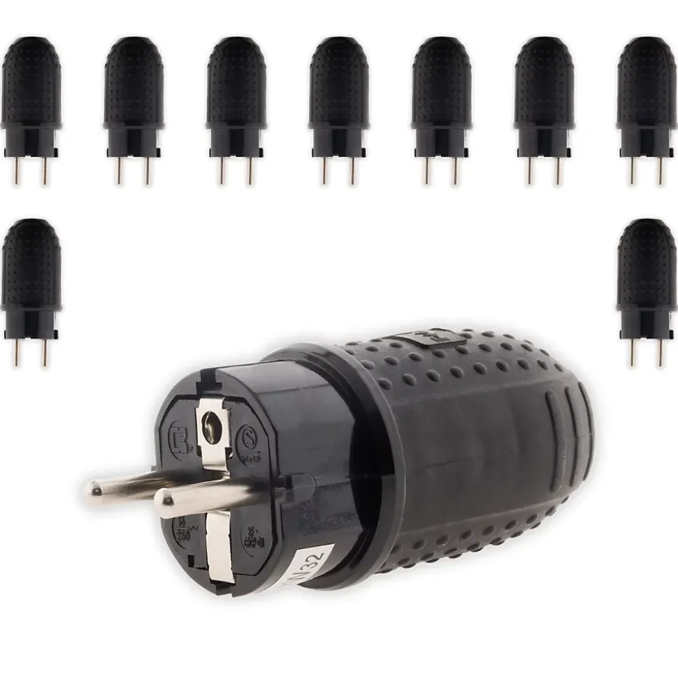 Lot de 10 fiches caoutchouc mâles 16A 2P+T - Zenitech