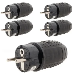 Lot de 5 fiches caoutchouc mâles 16A 2P+T - Zenitech