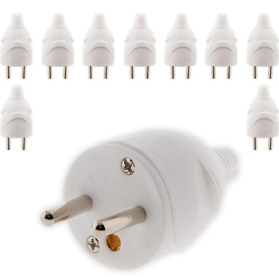 Lot de 10 fiches mâles 16A 2P+T - Blanc - Zenitech
