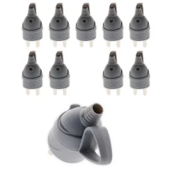 Lot de 10 fiches mâles anneau -16A 2P+T - Gris - Zenitech