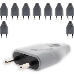 Lot de 10 fiches mâles 2P 6A - Gris - Zenitech