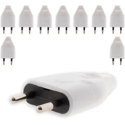 Lot de 10 fiches mâles 2P 6A - Blanc - Zenitech