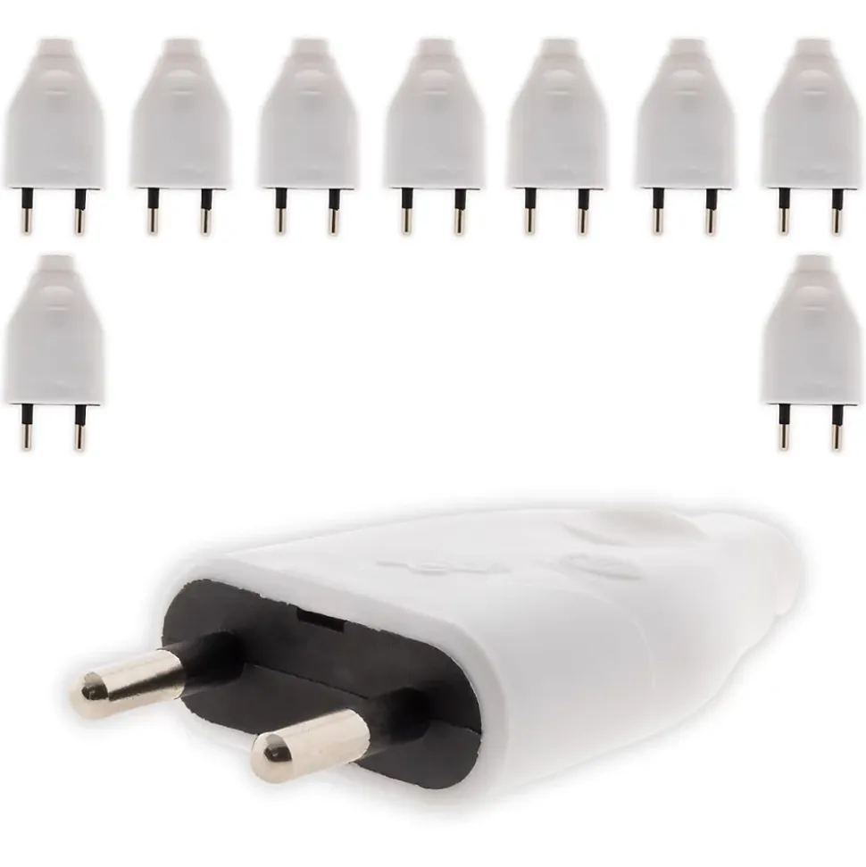 Lot de 10 fiches mâles 2P 6A - Blanc - Zenitech