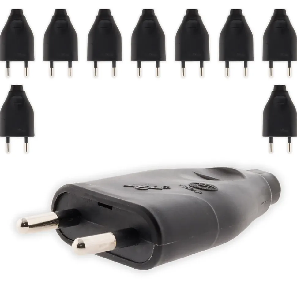 Lot de 10 fiches mâles 2P 6A - Noir - Zenitech