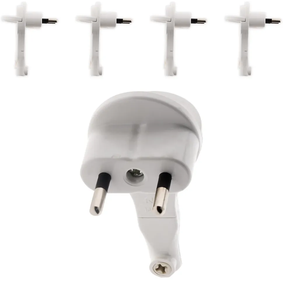 Lot de 5 fiches mâles 2P 6A extraplates - Blanc - Zenitech