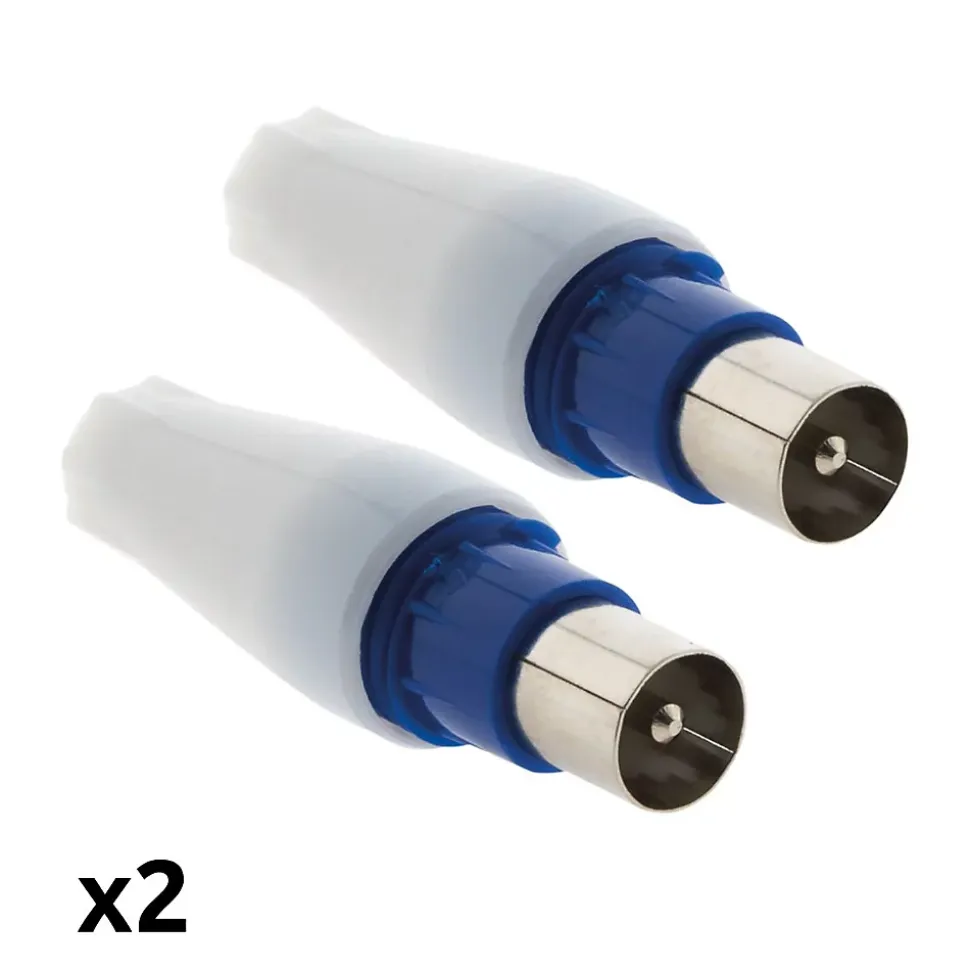 Lot de 2 fiches TV mâles diamètre 9,5mm sortie droite - Zenitech