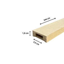Lot de 10 Goulottes MDF Passes-câbles à couvercle, L.2.44 m x H.5.5 cm, Ep. 18 mm