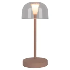 Lot de 2 lampes de table LED rechargeables Gomba extérieur intérieur métal plastique Frosted Almond hauteur 18,5cm