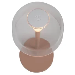 Lot de 2 lampes de table LED rechargeables Gomba extérieur intérieur métal plastique Frosted Almond hauteur 18,5cm