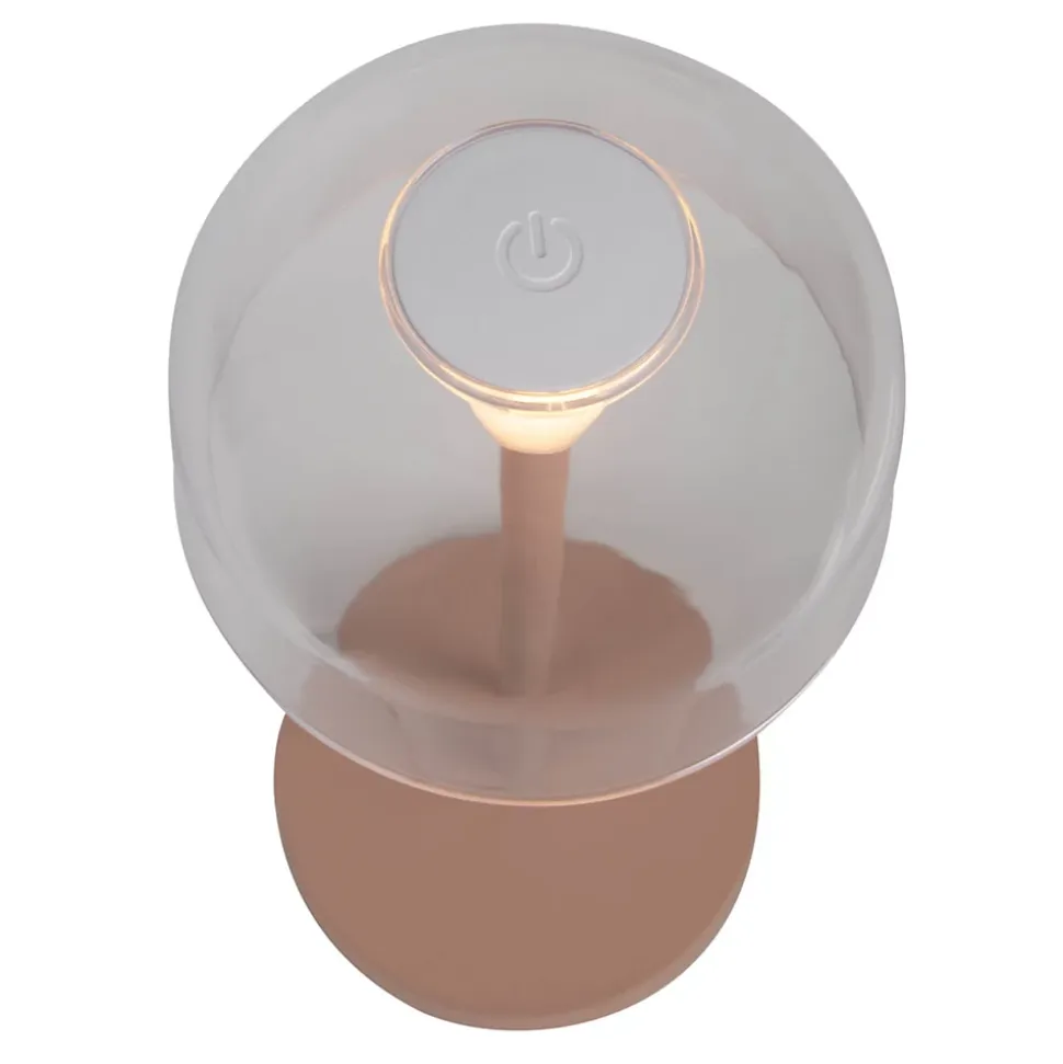 Lot de 2 lampes de table LED rechargeables Gomba extérieur intérieur métal plastique Frosted Almond hauteur 18,5cm