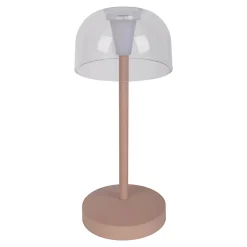 Lot de 2 lampes de table LED rechargeables Gomba extérieur intérieur métal plastique Frosted Almond hauteur 18,5cm