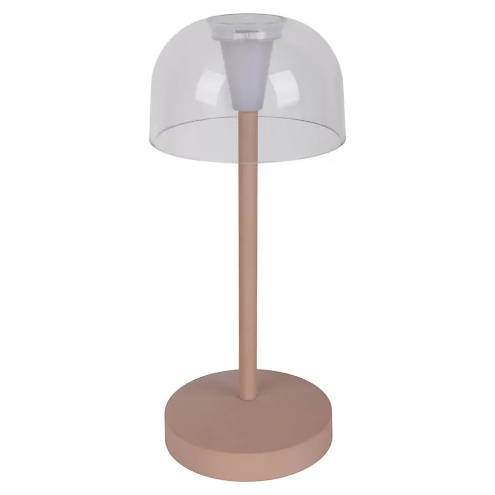 Lot de 2 lampes de table LED rechargeables Gomba extérieur intérieur métal plastique Frosted Almond hauteur 18,5cm