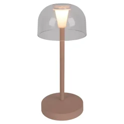 Lot de 2 lampes de table LED rechargeables Gomba extérieur intérieur métal plastique Frosted Almond hauteur 18,5cm