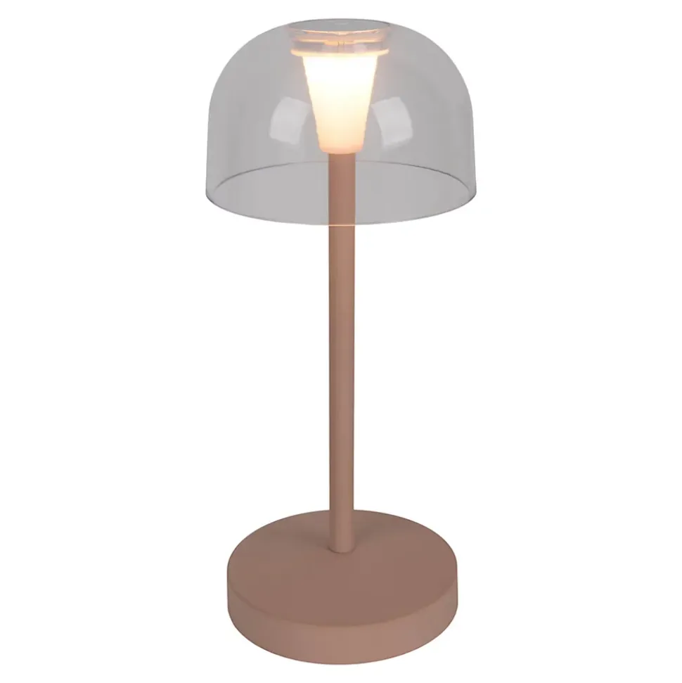 Lot de 2 lampes de table LED rechargeables Gomba extérieur intérieur métal plastique Frosted Almond hauteur 18,5cm
