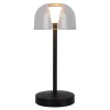 Lot de 2 lampes de table LED rechargeables 'Gomba' pour l'extérieur et l'intérieur, en métal et plastique noir , hauteur 18,5 cm