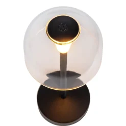 Lot de 2 lampes de table LED rechargeables 'Gomba' pour l'extérieur et l'intérieur, en métal et plastique noir , hauteur 18,5 cm