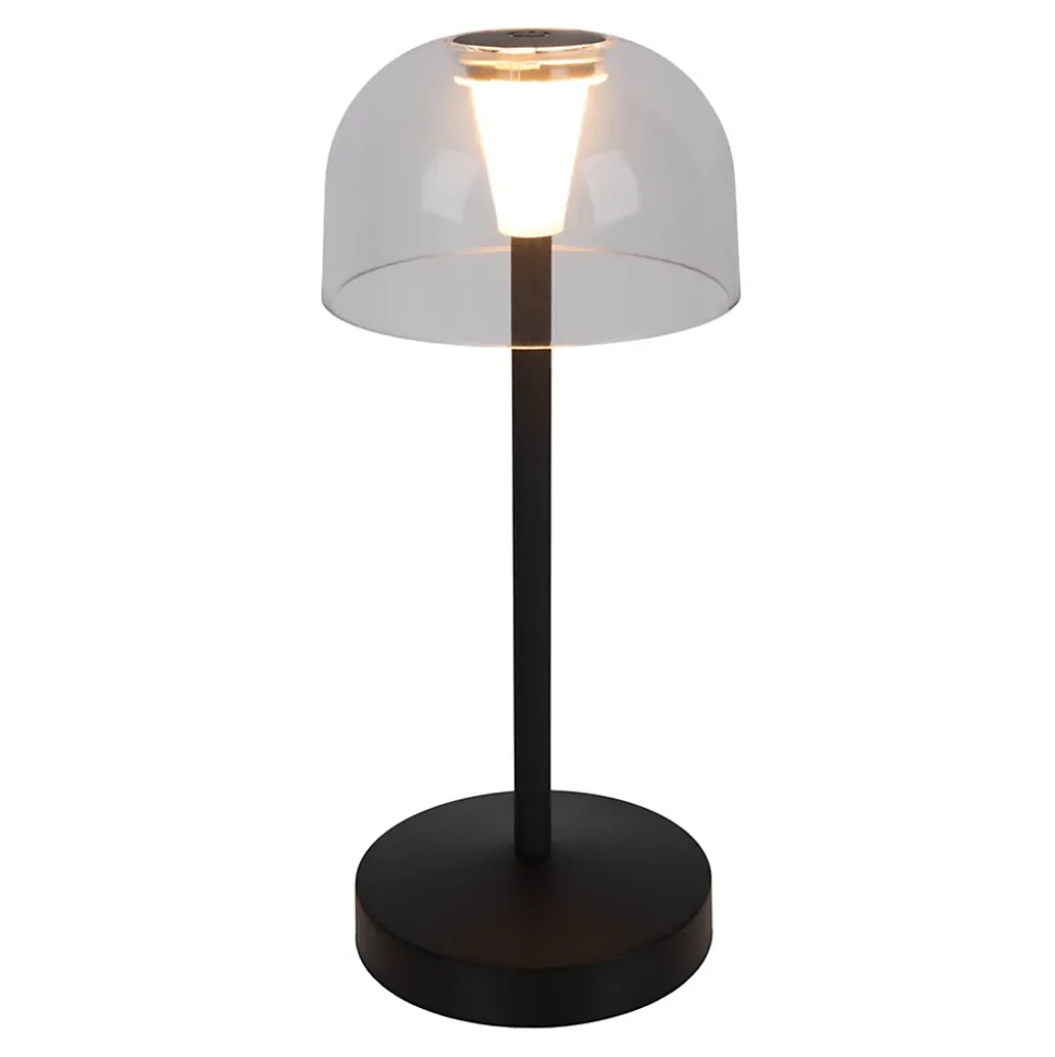 Lot de 2 lampes de table LED rechargeables 'Gomba' pour l'extérieur et l'intérieur, en métal et plastique noir , hauteur 18,5 cm