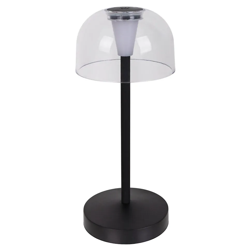 Lot de 2 lampes de table LED rechargeables 'Gomba' pour l'extérieur et l'intérieur, en métal et plastique noir , hauteur 18,5 cm
