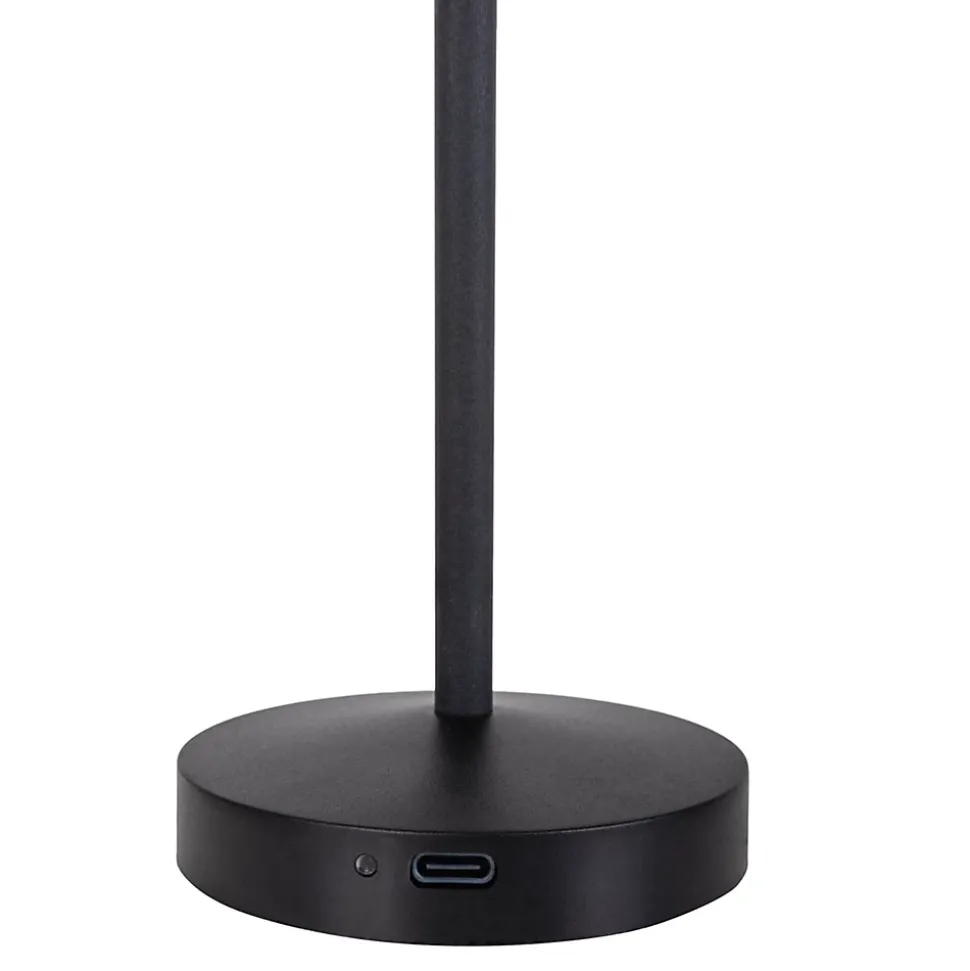 Lot de 2 lampes de table LED rechargeables 'Gomba' pour l'extérieur et l'intérieur, en métal et plastique noir , hauteur 18,5 cm