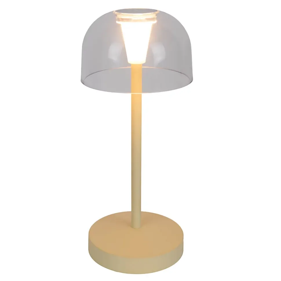 Lot de 2 lampes de table LED rechargeables 'Gomba' pour l'extérieur et l'intérieur, en métal et plastique jaune, hauteur 18,5 cm