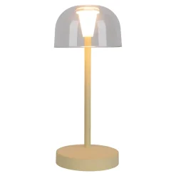 Lot de 2 lampes de table LED rechargeables 'Gomba' pour l'extérieur et l'intérieur, en métal et plastique jaune, hauteur 18,5 cm