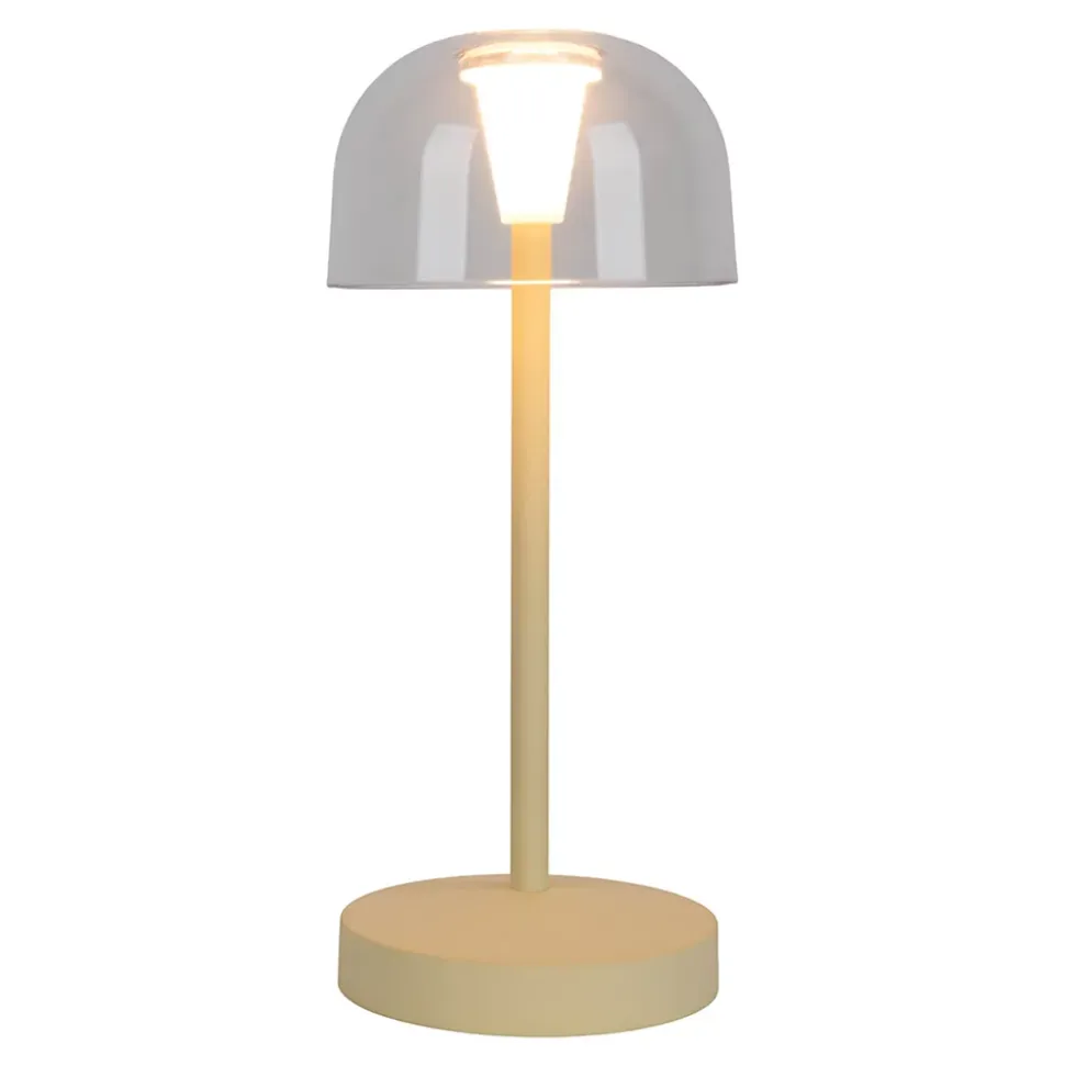 Lot de 2 lampes de table LED rechargeables 'Gomba' pour l'extérieur et l'intérieur, en métal et plastique jaune, hauteur 18,5 cm
