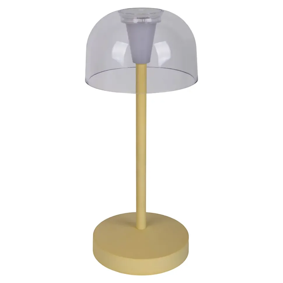Lot de 2 lampes de table LED rechargeables 'Gomba' pour l'extérieur et l'intérieur, en métal et plastique jaune, hauteur 18,5 cm