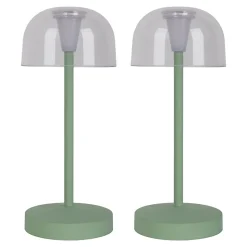 Lot de 2 lampes de table LED rechargeables 'Gomba' pour l'extérieur et l'intérieur, en métal et plastique menthe, hauteur 18,5 cm