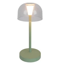 Lot de 2 lampes de table LED rechargeables 'Gomba' pour l'extérieur et l'intérieur, en métal et plastique menthe, hauteur 18,5 cm