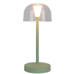 Lot de 2 lampes de table LED rechargeables 'Gomba' pour l'extérieur et l'intérieur, en métal et plastique menthe, hauteur 18,5 cm