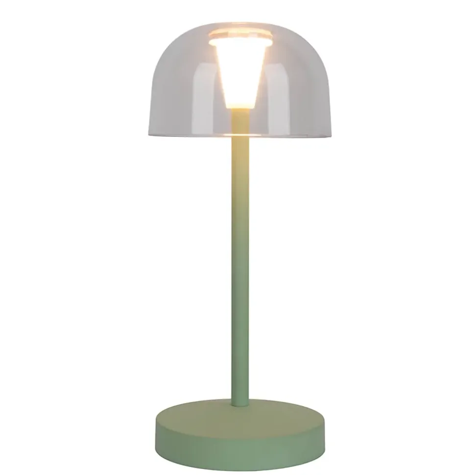 Lot de 2 lampes de table LED rechargeables 'Gomba' pour l'extérieur et l'intérieur, en métal et plastique menthe, hauteur 18,5 cm