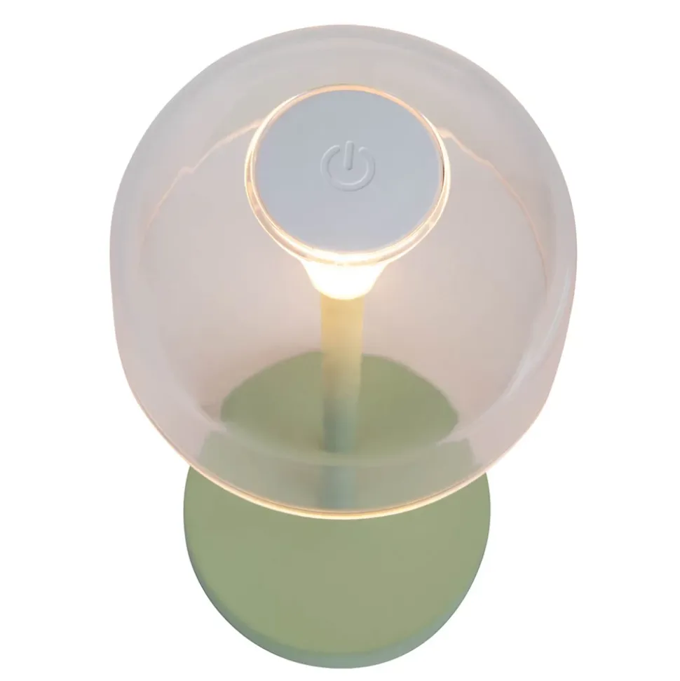 Lot de 2 lampes de table LED rechargeables 'Gomba' pour l'extérieur et l'intérieur, en métal et plastique menthe, hauteur 18,5 cm