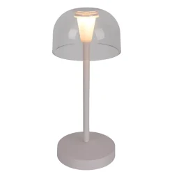 Lot de 2 lampes de table LED rechargeables 'Gomba' pour l'extérieur et l'intérieur, en métal et plastique blanc , hauteur 18,5 cm