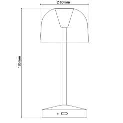 Lot de 2 lampes de table LED rechargeables 'Gomba' pour l'extérieur et l'intérieur, en métal et plastique blanc , hauteur 18,5 cm
