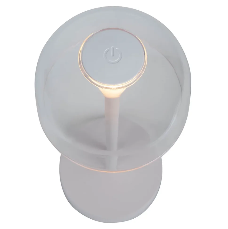 Lot de 2 lampes de table LED rechargeables 'Gomba' pour l'extérieur et l'intérieur, en métal et plastique blanc , hauteur 18,5 cm