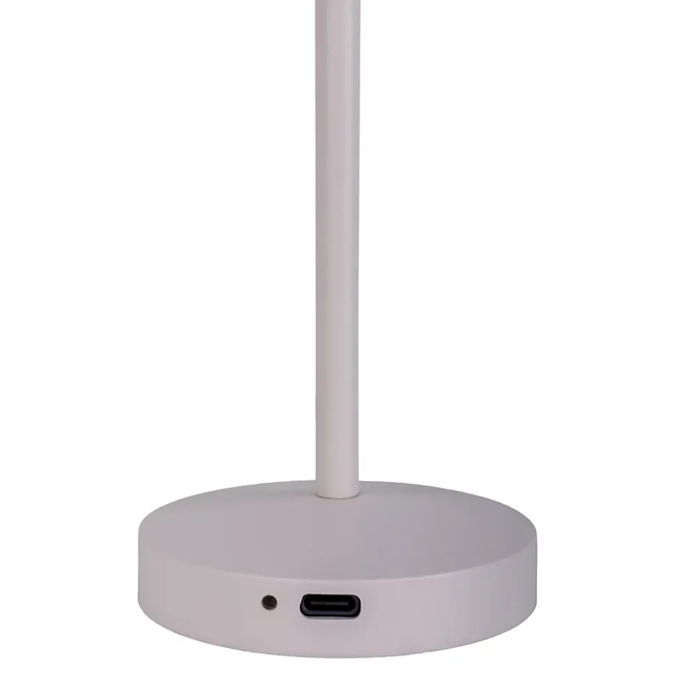 Lot de 2 lampes de table LED rechargeables 'Gomba' pour l'extérieur et l'intérieur, en métal et plastique blanc , hauteur 18,5 cm